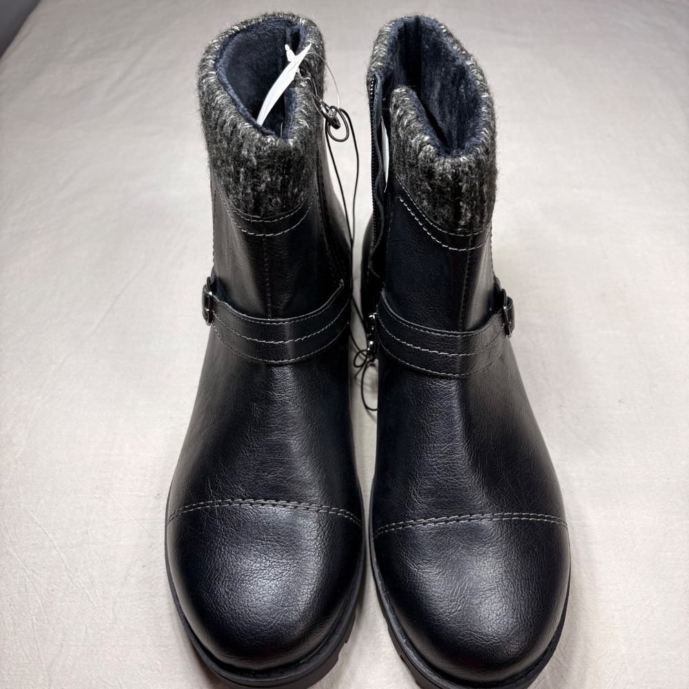 JSport by Jambu Violet Black Ankle Boots Knit Collar Memory Foam 11M - Picture 3 of 7